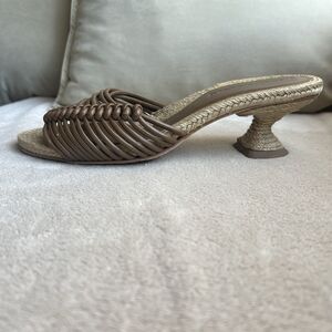 Paloma Barcelo Brown Leather Knot Straps Jute Heel Sandal Women EU 37 US‎ 6.5